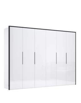 Dulap cu 6 uși Lucca, alb lucios