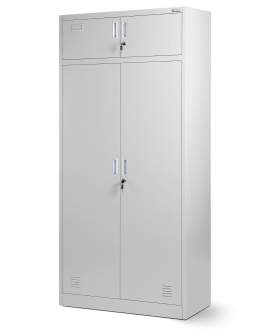 Szafa socjalna z półkami i drążkiem na ubrania Borys: szara (796)