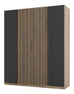 Szafa 4-drzwiowa z lamelami Kaja EV/BL-EV 2F, 2LAM Dąb Evoke, Czarne Lamele