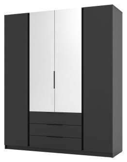Szafa 4-drzwiowa z lustrami i szufladami Kaja Czarny (BL/BL 2F 2 lustro 3S)