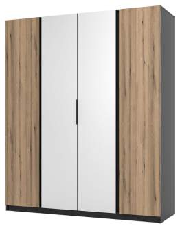 Szafa 4-drzwiowa z lustrami Kaja BL/EV 2F, 2 Lustro Dąb Evoke, Czarny