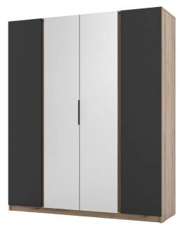 Szafa 4-drzwiowa z lustrami Kaja EV/BL 2F, 2 Lustro, Dąb Evoke, Czarny