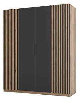 Szafa 4-drzwiowa z lamelami Kaja EV/BL-EV 2LAM, 2F Dąb Evoke, Czarne Lamele