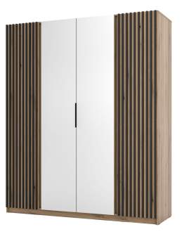 Szafa 4-drzwiowa z lustrami i lamelami Kaja EV/EV-BL 2LAM, 2 Lustro Dąb Evoke, Lamele Czarne