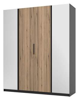 Szafa 4-drzwiowa z lustrami Kaja BL/EV 2 Lustro, 2F Dąb Evoke, Czarny