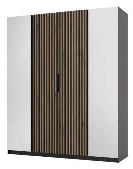 Szafa 4-drzwiowa z lustrami i lamelami Kaja BL/EV-BL 2 Lustro, 2LAM Dąb Evoke, Czarny