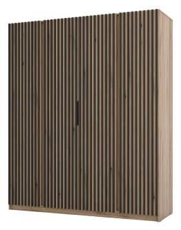 Szafa 4-drzwiowa Kaja EV/EV-BL 4LAM Dąb Evoke, Czarne Lamele