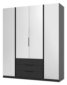 Szafa 4-drzwiowa z lustrami i szufladami Kaja BL/BL 4 Lustro, 3S Czarny