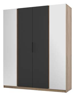Szafa 4-drzwiowa z lustrami Kaja EV/BL 2 Lustro, 2F Czarny, Dąb Evoke