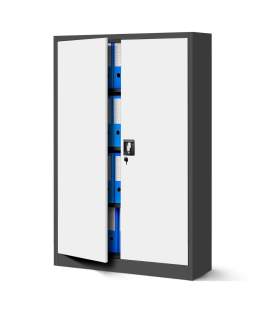 Biurowa szafa metalowa KEVIN: antracytowo-biała 90x140 cm (1037)