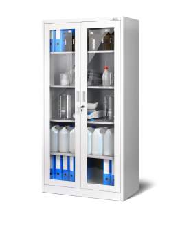 Szafa metalowa lekarska witryna Amelia: biała (606)