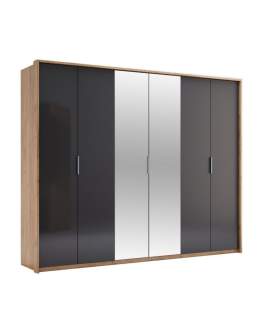6-drzwiowa duża szafa z lustrem garderoba Luna LN-16-LV