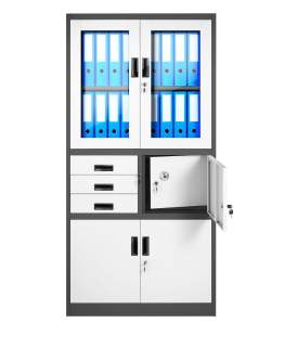 Szafa metalowa Filip z sejfem: antracytowo-biała 90x185 cm (992)