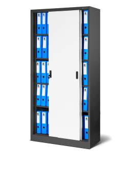 Szafa metalowa z drzwiami przesuwnymi KUBA: antracytowo-biała 90x185 cm (915)