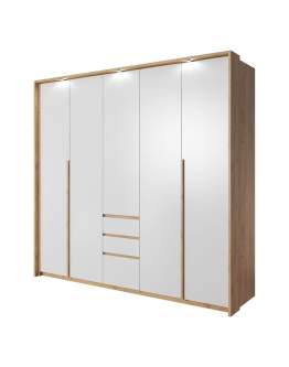 Duża biała szafa do sypialni Xelo A 230 cm z opcjonalnym oświetleniem LED