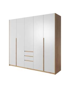 Duża biała szafa do sypialni Xelo A 230 cm z opcjonalnym oświetleniem LED
