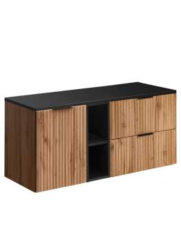 Dvoumístná umyvadlová skříňka 120 cm s košem na prádlo (SET-ADO B ČERNÁ 120CM LB)