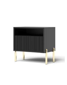 Noptieră Oslo neagră cu picioare aurii