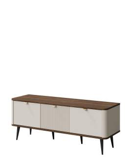 Comodă TV cu 3 uși Marly, cașmir/nuc (130 cm)