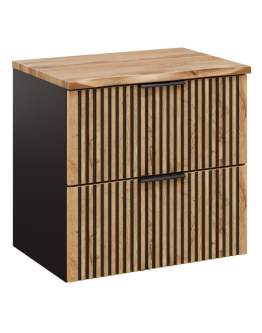 Szafka pod umywalkę 60 cm z szufladami i blatem (XILO BLACK WOTAN 82-60-D-2S)