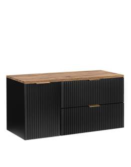 Szafka pod umywalkę 120 cm z koszem na pranie i szufladami Adel Black (SET-ADB B WOTAN 120CM LB)