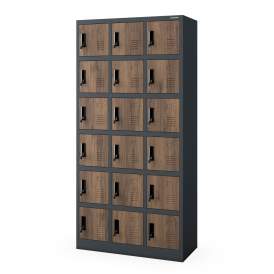 Kovová šatní skříňka Karol: antracitová/ořech Eco Design
