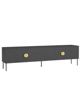 Comodă TV cu 4 uși Mond, negru grafit/auriu (200 cm)
