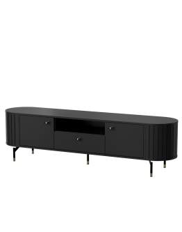 Szafka RTV ryflowana na nóżkach czarna ZANTE ZA5