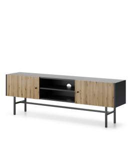 Szafka RTV czarny mat, lamele Diva 155 cm