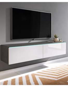 Szafka RTV LED 140 cm wisząca lub stojaca matera/biały połysk Lowboard D (LOWD140TW)