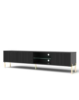 Comodă TV Oslo neagră cu picioare aurii (175 cm)
