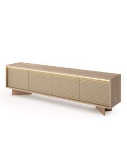 Szeroka szafka RTV Semi E 204 cm 4D LED cappuccino bolivar naturalny