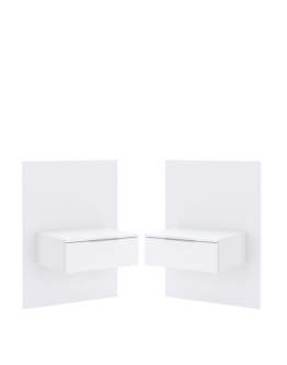 Set de noptiere suspendate cu sertar Barton, alb mat
