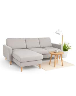 Szary narożnik skandynawski z funkcją spania Freya uniwersalny