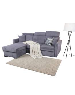 Sztruksowy narożnik szary z funkcją spania Lars uniwersalny