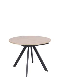 Stół rozkładany do jadalni Tavo 100-140x100 cm, dąb naturalny z czarnymi nogami