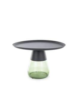 Konferenční stolek Tiffany B Black – kovová deska a zelený skleněný podstavec