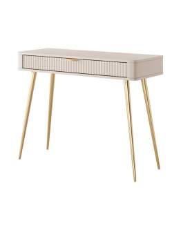 Beżowa toaletka do sypialni na złotych nóżkach Lante J