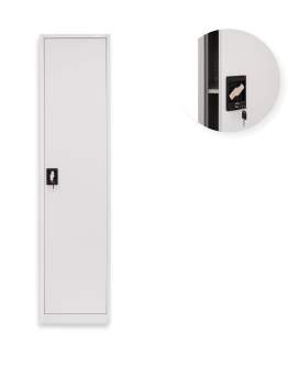 Wąska metalowa szafa na dokumenty na klucz Tokio Grey