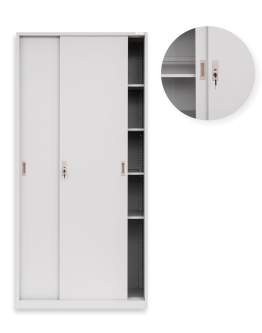 Biurowa szafa metalowa z przesuwnymi drzwiami na klucz Toronto Grey