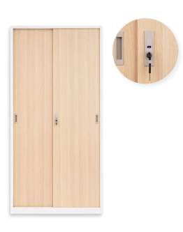 Biurowa szafa metalowa z przesuwnymi drzwiami na klucz Toronto Wood
