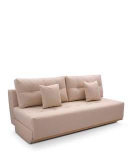 Kanapa 3-osobowa z funkcją spania i drewnianą listwą Arena