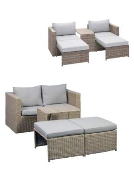 Zestaw ogrodowy modułowy 5w1 - sofa, 2 fotele i pufy 80150000 (2917) - OUTLET