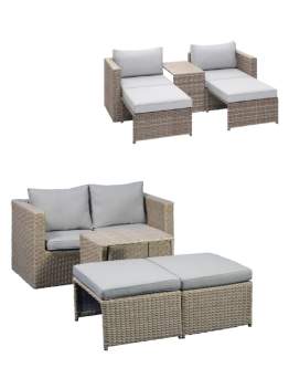 Zestaw ogrodowy modułowy 5w1 - sofa, 2 fotele i pufy (80150000)