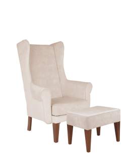 Set: Fotoliu cu urechi Wingback + Taburet Wingback (expediere rapidă)