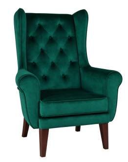 Fotel Uszak Chesterfield Magic Velvet 2225, Drewno 8. Ciemny Brąz (3407) - OUTLET