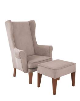 Set: Fotoliu cu urechi Wingback Reiat + Taburet Wingback Reiat (expediere rapidă)