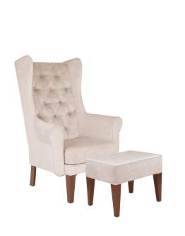 Set: Fotoliu cu urechi Wingback Chesterfield + Taburet Wingback  (expediere rapidă)