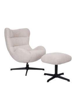 Otočné křeslo Velo s podnožkou Uni ve světle béžové barvě