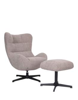 Otočné křeslo Velo s podnožkou Uni v tmavě béžové barvě